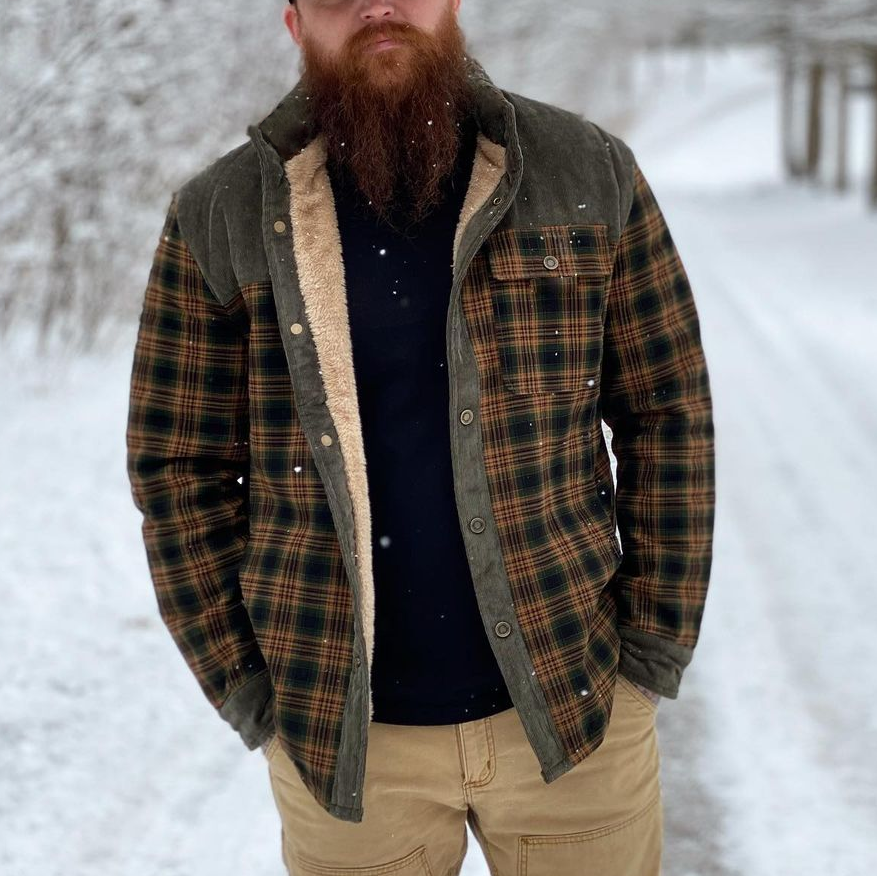 Warme Wandererjacke Mit Retro-Karomuster Für Herren