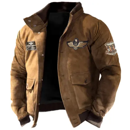 Men's Vintage Embroidered Patch Military Jacket