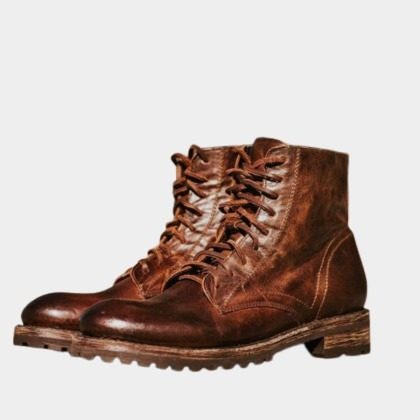 Men's Fashion Retro Square With Lace-Up Boots