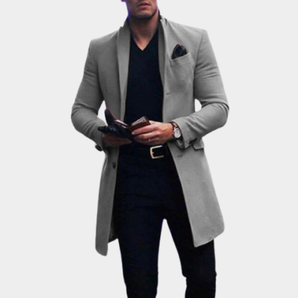 British style solid color pocket slim men's coat - Blaroken.com 