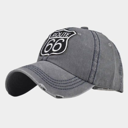 gorra de béisbol con bordado de alfabeto route66 al aire libre