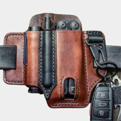 funda para cinturón de linterna multifunción de cuero genuino edc