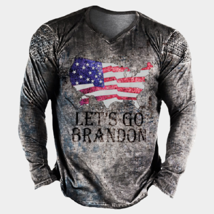 Let's Go Brandon American Flag Print Shirt