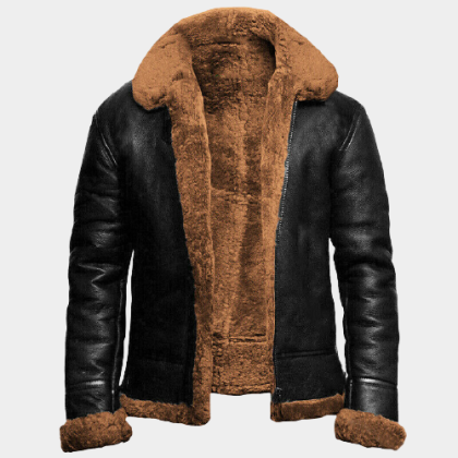 Herren PU Leder Bikerjacke RAF Winter Kunstpelz Motorrad Bomber Mäntel Outwear