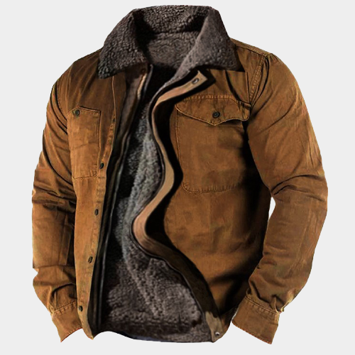 Herren Taktische Hemdjacke Mit Retro-Futter Und Fleece-Reißverschluss