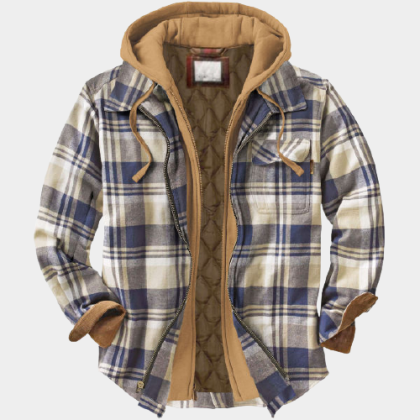 Men's Autumn & Winter Outdoor Casual Checked Hooded Jacket