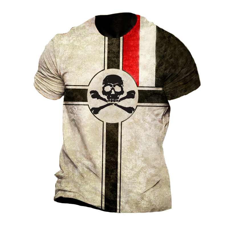 Mens Skeleton Print Outdoor Casual T-shirt