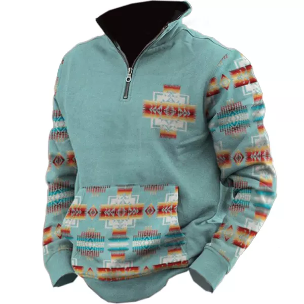 Men's Retro Western Ethnic Printed Sweatshirt - Blaroken.com 