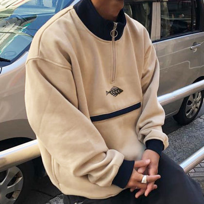 Men's Retro Polos Zipper Sweater