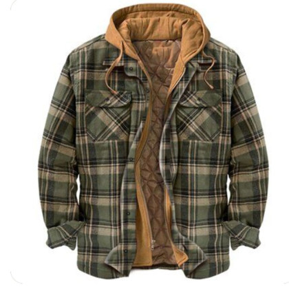 Chaqueta Informal Gruesa A Cuadros De Invierno Para Hombre