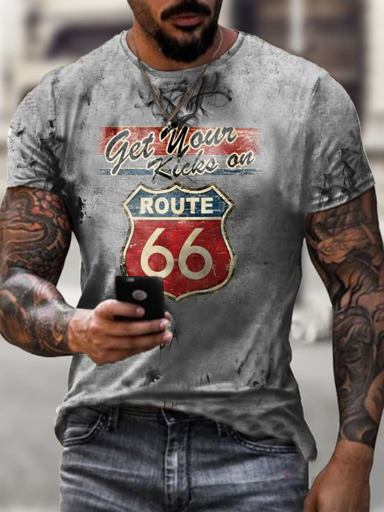 Motorrad-Print-T-Shirt