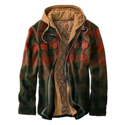 Chaqueta Casual De Lana Gruesa A Cuadros Para Hombre