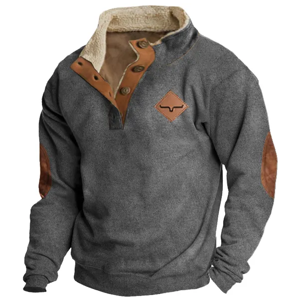 Cowboy Aztec Men's Lapel Sweatshirt - Blaroken.com 