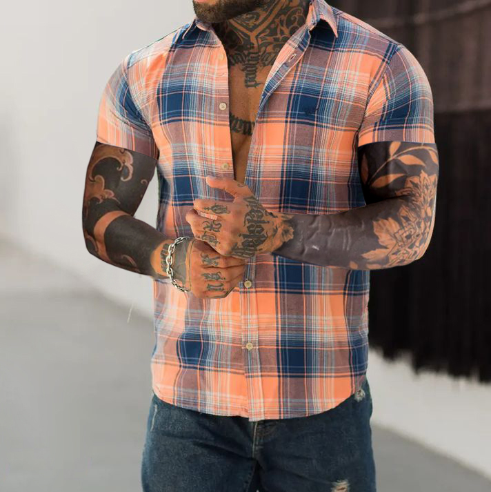 Check Textured Short Sleeve Shirt